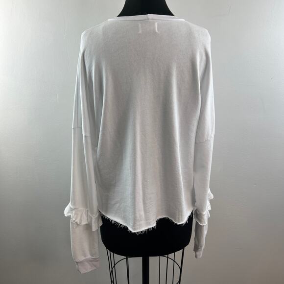 Lauren Moshi White Yellow Sweatshirt Happy Daisy Peace Crew Neck Sz Medium NEW - Picture 8 of 13